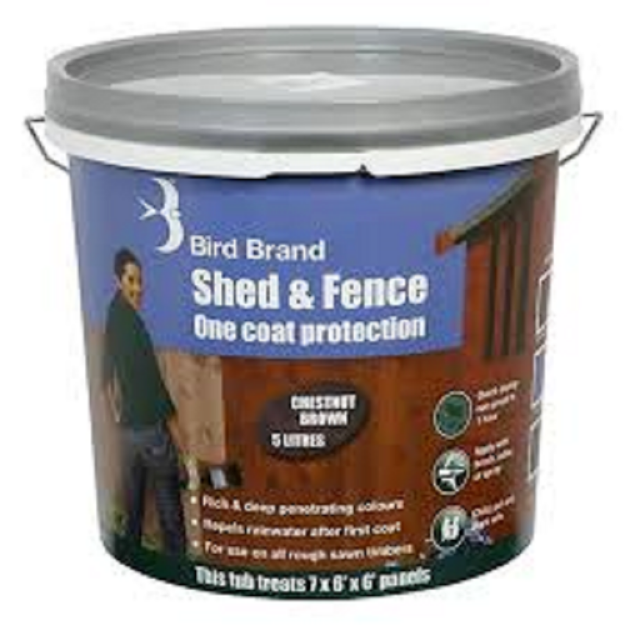 Picture of BIRD BRAND SHED & FENCE 5LT CHESTNUT BROWN