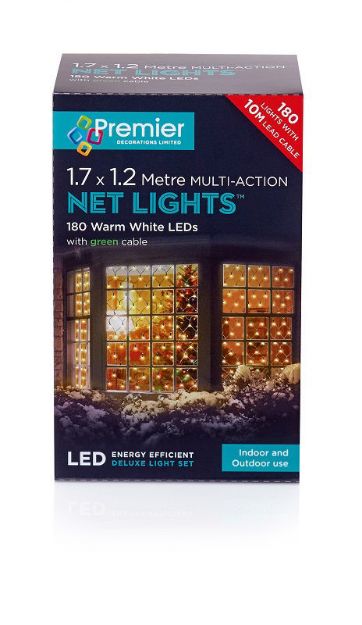 Picture of Premier 180 LED Multi-Action Net Lights Warm White - 1.75m x 1.2m