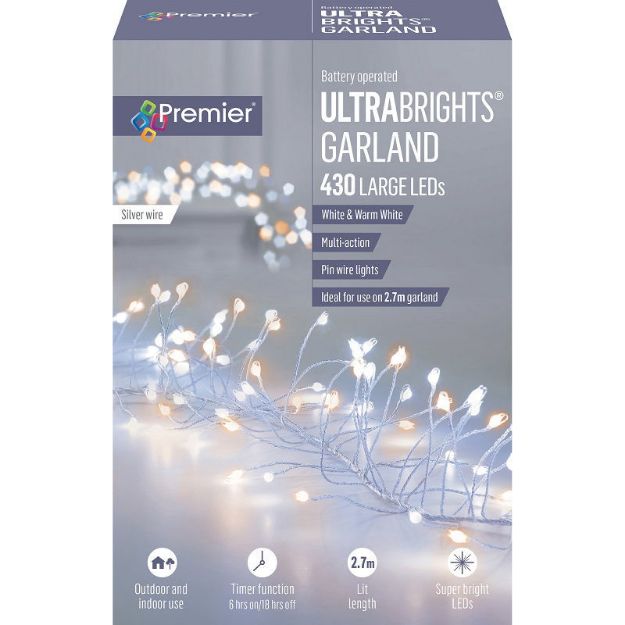 Picture of Premier 430 Battery Operated LED Multi-Action Ultrabrights Garland - White / Warm white
