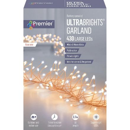 Picture of Premier 430 B/O LED M-Action Ultrabrights Garland - White/Warm White