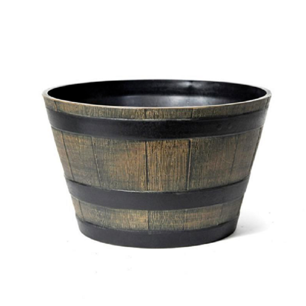 Picture of WOOD EFFECT RESIN BARREL PLANTER - 32CM