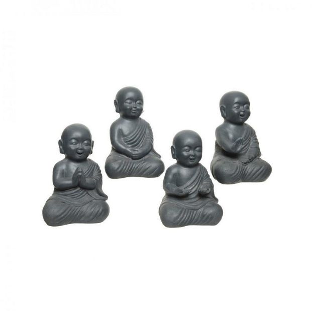 Picture of ANTHRACITE FIBRE CLAY BUDDHAS - 35CM