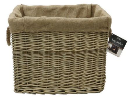 Picture of RECTANGULAR WICKER LINED LOG BASKET
