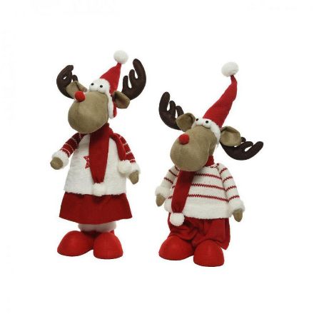 Picture of Plush Standing Reindeer with Hat & Scarf 2 Assorted - 69cm