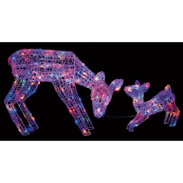 Picture of Premier LED Soft Acrylic Mother and Baby Reindeer - Set of 2  Multi-Coloured
