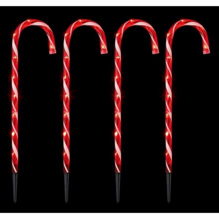 Picture of SET OF 4 RED CANDY CANE PATH LIGHTS - 62CM