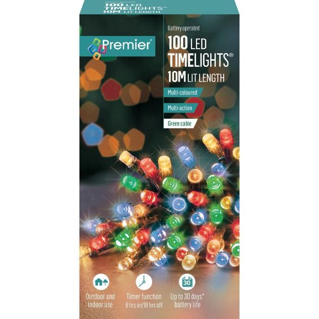 Picture of 100 BATTERY TIMER LIGHTS MULTI COLOURED