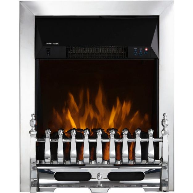 Picture of WARMLITE WHITBY CHROME ELECTRIC FIRE INSERT WITH REMOTE CONTROL - 2KW