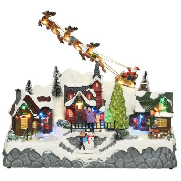 Picture of LED MUSICAL WINTER VILLAGE W/FLYING SLEIGH