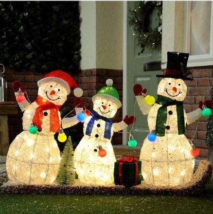 Picture of LED LIT SNOWMAN FAMILY ON SLEIGH - 130CM