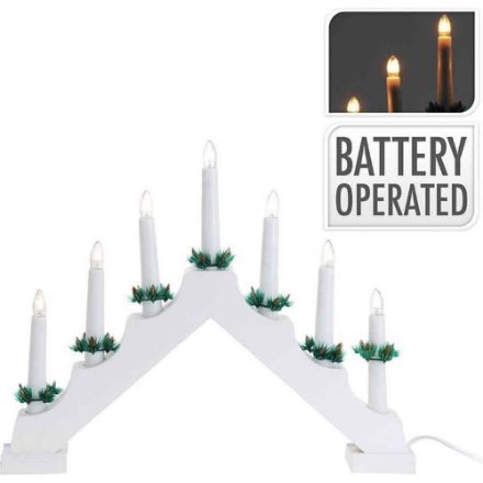 Picture of WOODEN CANDLEBRIDGE WHITE -  Battery Operated