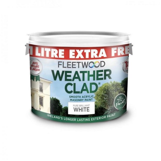 Picture of FLEETWOOD WEATHER CLAD BRILLIANT WHITE MASONRY PAINT 9L + 1L FREE