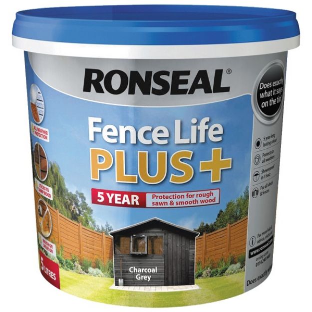 Picture of RONSEAL 5LT FENCE LIFE PLUS+ CHARCOAL GREY
