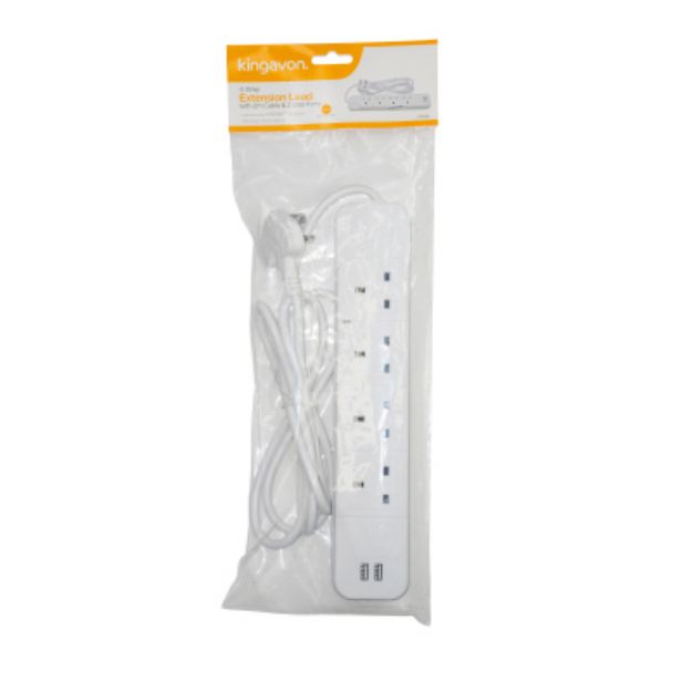 Picture of 4 WAY EXTENSION LEAD 2M CABLE & USB PORTS