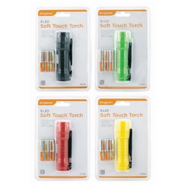 Picture of 9 LED SOFT TOUCH TORCH WITH BATTERIES - MIXED