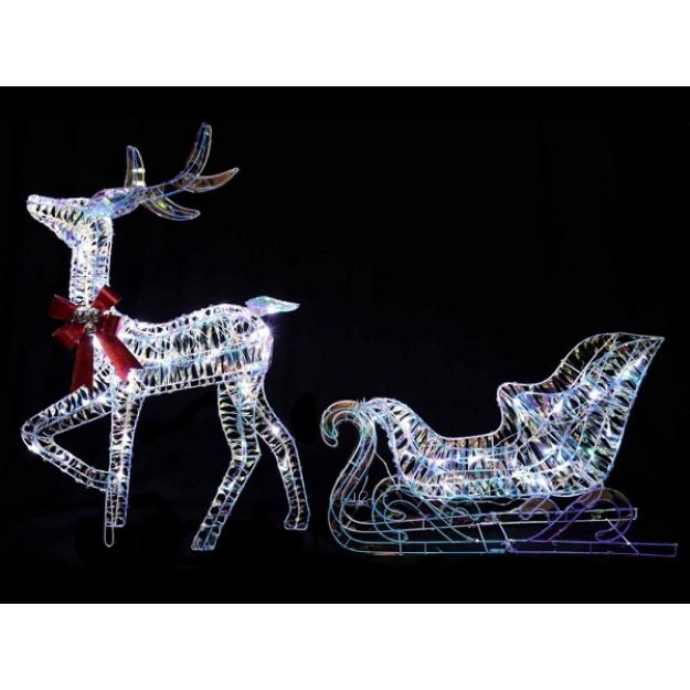 Picture of LED IRIDESCENT REINDEER & SLEIGH - 85CM