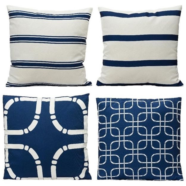 Picture of OUTDOOR NAVY & WHITE SCATTER CUSHIONS